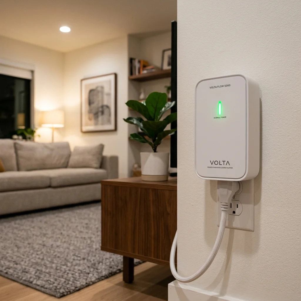 ZeroWattic Power Saver Plugged into Living Room Wall Outlet