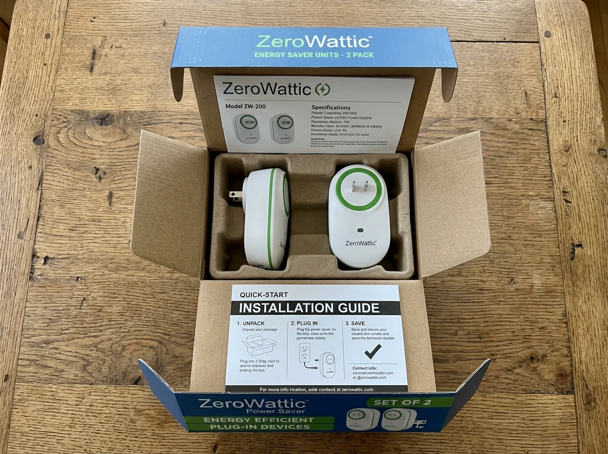 ZeroWattic Power Saver Retail Box and Quick Start Guide
